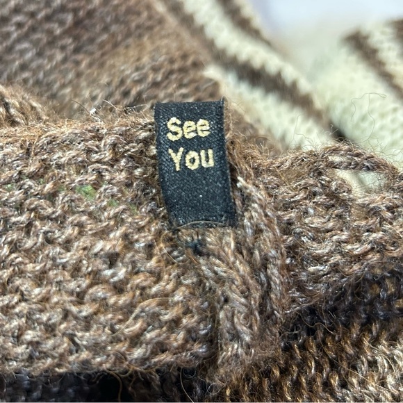 Sunmeadow Alpacas Striped Alpaca Poncho Brown One Size - Picture 10 of 11